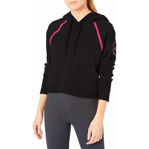 Calvin Klein Women's Logo Long Sleeve Raglan Crop Pullover Hoodie, XL, Black - Picture 1 of 6